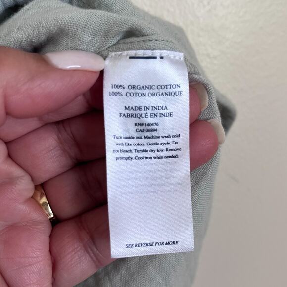 Faherty Dream Cotton Gauze Desmond Blouse Women Shirt Small Green Organic Cotton - Picture 6 of 7